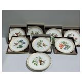 (8) Edward Marshall Boehme English Bone China Hummingbird Plates with Original Boxes