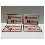 (4) "No Trespassing No Dumping" Metal Signs