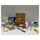 Wooden Sewing Basket with Storage Containers and Craft Supplies