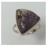 Size 9 Trifecta Cut Ring with Opalized Fluorite Stone