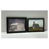 Winter Scene and Church Framed Prints