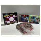 (4) Toys And Games: Koos Sharp Shot, Star Wars Science Jedi Force Levitator, Lincoln Logs, and Marine Lamp