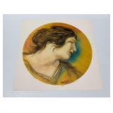 William Verdult Signed Print of Female Profile in Circular Format