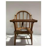 Vintage Wooden High Chair with Potty Seat and Rotating Tray