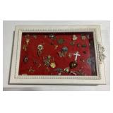 Cherub and Floral Jewelry in Display Case