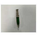 Art Deco Sword Shape Brooch with Jade