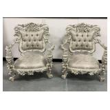 (2) Ornately Carved Wooden Armchairs...some damage