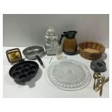 Kitchenware with Cast Iron Pan and Glass Platter