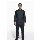 Lycra Double-Pocket Chef Coat, Long Sleeve with Black Wicking Style: U0715HC Color: Black Sizes: Assorted