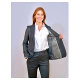 Ladies Elastic Plain Front Pant - Style: 2374PVPS-R Color: Charcoal (See Description for Details)