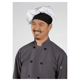 Poplin Chef Hat – 65% Polyester / 35% Cotton Style: U0100 Color: White/Black