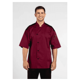 Unisex Chef Coat – 65% Polyester / 35% Cotton Style: U0701 Colors: Burgundy / Slate / White Sizes: Assorted