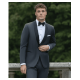 Marco 1-Button Shawl Center-Vent Coats with Satin Lapel - Styles: M3431C-08L / M3431C-08R / M3431C-08S / M3431C-08SX Color: Charcoal Sizes: Assorted