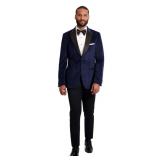 Velvet 1 Button Peak Coat w/ Full Satin Lapel - Style: 7561C-R Colors: Black & Navy