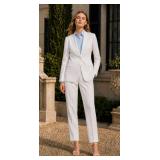 Ladies Elastic Plain Front Pant - Style: 2374PVPS-R Color: White (See Description for Details)