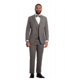 Ezra Mid Grey 2-Button Coat with Satin-Trim Lapel - Style: 6828C-04R Color: Mid Grey Sizes: Assorted