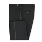 Adjustable Regular-Fit Flat-Front Pants with Satin Stripe - Styles: 3533P-S / 3533P-SX Color: Black Sizes: Assorted