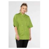 Unisex Chef Coat – 65% Polyester / 35% Cotton Style: U0415 Colors: Brown / Avocado / Sky Blue / Slate / Steel / White Sizes: Assorted
