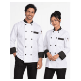 D/C Maven Chef Coat  Style: U0404P  Color: White/Black  Sizes: Assorted