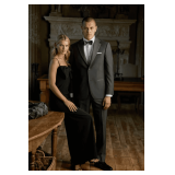Arezzo 2-Button Notch Coat with Matching Grosgrain - Style: M5340C-108R Color: Charcoal Sizes: Assorted