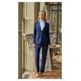 Ladies Elastic Plain Front Pant - Style: 2374PVPS-R Color: Navy (See Description for Details)