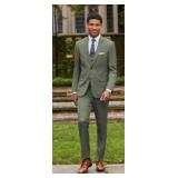 Mens Coat 85% Poly / 13% Viscose / 2% Spandex - Style: 4374PVS-L Color: Celadon Green