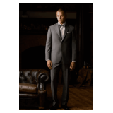 Piacenza 2-Button Notch Coat with Matching Grosgrain - Style: M5340C-104RX Color: Mid Grey Sizes: Assorted