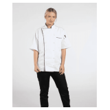 Montebello Chef Coat with Black Trim Style: U0431 Color: White with Black Trim Sizes: Assorted