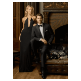 2-Button Notch Coat with Black Grosgrain Lapel and Side Vents - Style: M4340C-100L Color: Black Size: 36