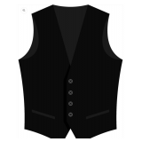 4-Button V-Neck Vest with Fabric-Covered Buttons - Style: 4361VF-100 Color: Black Sizes: Assorted