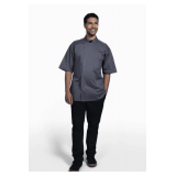Lycra Double-Pocket Chef Coat, Short Sleeve with Black Wicking Style: U0717HC Color: Slate Sizes: Assorted