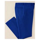 Stretch Flat-Front Pants with Elastic Waist - Style: 4510SE-34S Color: Cobalt Sizes: Assorted