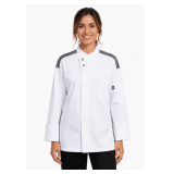 Lycra Hidden-Snap Chef Coat, Long Sleeve with Black Wicking Style: U0721HC Color: White Sizes: Assorted