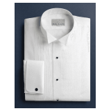 Slim-Fit 1/4" Pleated Wing Shirts with French Cuffs - Styles: 950SF-33 / 950SF-37 Color: White Sizes: Assorted