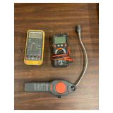 Electrical and Gas Testing Instruments including Fluke 87 Multimeter, Kaiweets HT118A Multimeter, and Sensit HXG-1 Leak Detector