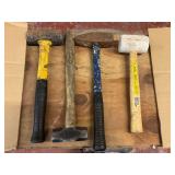 Hand Tools Including Workforce Sledgehammer, Stanley Rubber Mallet, and Additional Hammers (Lot of 5)