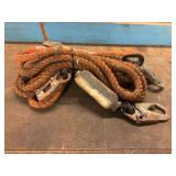 Orange and Black Rope Lanyard with Metal Snaphooks and Integrated Shock Absorber Pack