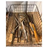 Metal Files and Rasps with Wooden Handles in Wire Basket