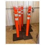 Orange Safety Delineator Posts with Rubber Bases 50in tall