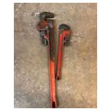 Two Ridgid Heavy Duty Pipe Wrench