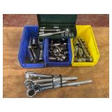 Socket Wrench Set and Ratchets with Storage Bins and Metal Box