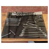 Craftsman Hand Tool Set Including Wrenches and Sockets on Storage Organizers