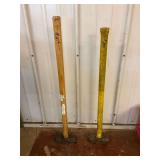 Two Sledgehammers with Wooden and Wrapped Handles