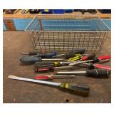 Hand Screwdrivers and Wire Basket Lot