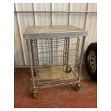 Metal Wire Utility Cart with Solid Top and Casters... 36x27x21