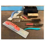 Masonry Tools, Wire Brushes, and Trowels with Plastic Caddy