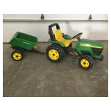 John Deere chain driven pedal tractor and wagon
