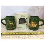 John Deere coffee mugs and hand painted ornament