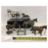 Metal horse toys (broken pieces on most)