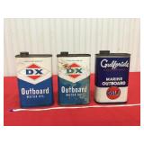 Three  empty 1 quart motor oil cans